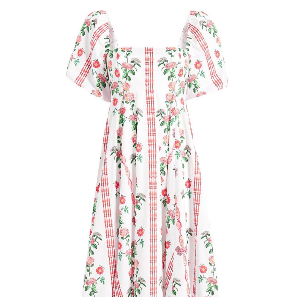 Hill House Matilda Dress in Red Shell Vine Stripe Size S